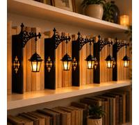 Lot de 2 mini lanternes bibliothèque lampe vintage à LED blanc chaud suspendue décorative serre livres sans fil ornement pour coin lecture cadeau,5Pcs