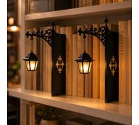 Lot de 2 mini lanternes bibliothèque lampe vintage à LED blanc chaud suspendue décorative serre livres sans fil ornement pour coin lecture cadeau,2Pcs