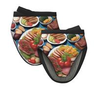 Lot de 2 mini maniques en silicone - Impression délicieuse de fête résistante à la chaleur, idéal pour la pâtisserie, la cuisine et le camping