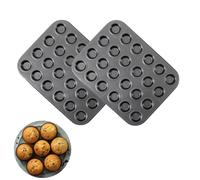 Lot de 2 mini moules à muffins antiadhésifs en acier au carbone, 24 tasses, moule à muffins dégagement rapide pour œufs, brownies, passe au lave-vaisselle, four, ...