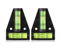 Lot de 2 mini niveaux en forme de T pour le travail du bois et l'alignement des machines, niveau en plastique de 58 mm avec 2 bulles, précision de 30 min, compatible avec outils, appareil photo, noir