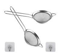 Lot de 2 mini passoires à mailles fines en acier inoxydable de 8 cm - Idéales pour tamiser, égoutter, égoutter, tamiser les ingrédients secs, la farine, les pâtes, le riz, le thé