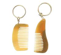 Lot de 2 mini peignes de luxe antistatiques en corne de buffle pour couple - Peigne de poche portable avec porte-clés - Peigne à barbe - Peigne de massage