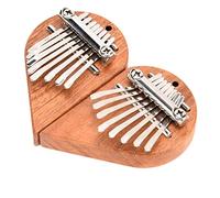Lot de 2 mini piano à pouce avec clé, 8 touches, portable, en bois, en forme de cœur, mini instrument à doigt, portable, ovale