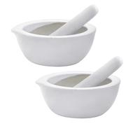 Lot de 2 mini pilons et mortier - Petit et compact 7 cm - Outils de cuisine pour broyer les épices et les herbes avec facilité - Fabriqué à partir de porcelaine traditionnelle (pack de 2)