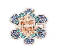 Lot de 2 mini pinces à cheveux en forme de fleur - 2 x 2 cm - Antidérapantes - En métal - Idéales comme cadeau pour femme - Bleu