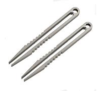 Lot de 2 mini pinces à épiler portables en alliage de titane, outil d'extérieur EDC pour voyage, camping, maison, alpinisme, argent