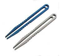 Lot de 2 mini pinces à épiler portables en alliage de titane, outil d'extérieur EDC pour voyage, camping, maison, alpinisme, argent/bleu