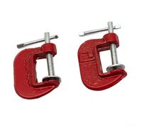 Lot de 2 mini pinces en G réglables de 2,5 cm en acier avec mâchoires souples amovibles pour menuiserie, serrage du bois et du métal - Rouge