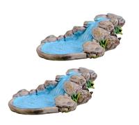 Lot de 2 mini piscines d'eau miniatures bleues à monter soi-même, décoration pour maison de poupée de montagne, statues, village européen antique et style manoir