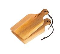 Lot de 2 mini planches de service en bois élégantes avec poignée et suspension - 19 x 10 x 1,8 cm - Pour tapas, collations, légumes et fruits - Planche à découper, planche en bois, planche de service