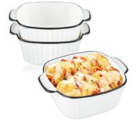 Lot de 2 mini plats à gratin carrés en céramique avec poignées pour friteuse à air chaud, friteuse, four, four et micro-ondes, 14,5 x 12 x 5,5 cm