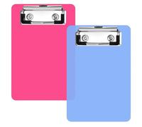 Lot de 2 mini porte-blocs A6 - Bleu et rouge rose - En plastique - Pour bloc-notes, restaurants, mémo, listes de reçus