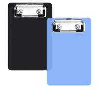 Lot de 2 mini porte-blocs de 10,2 x 15,2 cm, mini porte-bloc bleu et noir, porte-bloc en plastique pour blocs-notes, bureaux, restaurants, mémo, listes de poche pour reçus