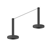 Lot de 2 mini-poteaux courts de 6,3 cm de diamètre pour la gestion des foules, avec base lestée antidérapante et cordon élastique. Barrière idéale pour musées et galeries d'art(Black)
