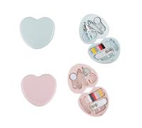 Lot de 2 mini projets de couture en forme de cœur - Kit de couture de voyage portable - Petit accessoire de couture - Équipement de base pour débutants, voyageurs à la maison, mariée