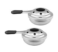 Lot de 2 mini réchauds à alcool portables coupe-vent en acier inoxydable pour camping, randonnée, cuisine, thé, café, boissons chaudes