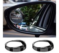Lot de 2 mini rétroviseurs d'angle mort rond en verre HD convexe de 40 mm, miroir adhésif puissant pour voiture, camionnette, SUV et camions (40 mm, cadre noir)
