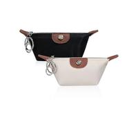 Lot de 2 mini sacs à dos de maquillage pour femmes et filles - Petit porte-monnaie en nylon avec fermeture éclair - Organiseur de câble de données (blanc + noir), Noir/blanc, Style A