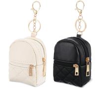 Lot de 2 mini sacs à dos mignons pour femme avec pendentif créatif en cuir synthétique, sac de maquillage, poche pour clés, sac à lèvres, porte-cartes et câble de données, pochette à fermeture éclair