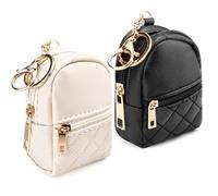 Lot de 2 mini sacs à dos porte-clés noir et beige, petit sac à cosmétiques, mini trousse de maquillage, porte-clés pour femmes, accessoires de mode, Noir, beige., Art Déco