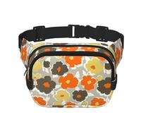 Lot de 2 mini sacs de taille carrés à double couche avec motif floral réglable pour exercice, course à pied, voyage, randonnée, noir, One Size