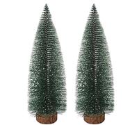 Lot de 2 mini sapins de Noël, décoration de scène de Noël pour la maison, le bureau ou la fenêtre, ornement en pin