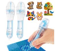 Lot de 2 mini stylos à perles à repasser de 2,6 mm - Bleu - Mécanisme de pression - Toupie ergonomique - Pour perles à repasser - Récipient transparent - Anti-fuite - Pour les parents et les enfants