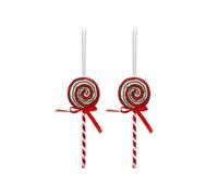 Lot de 2 Mini sucettes festives en Sucre d'orge Rouge, Blanc et Vert - Design Unique - Décoration de Noël Parfaite pour Une délicieuse Saison des fêtes