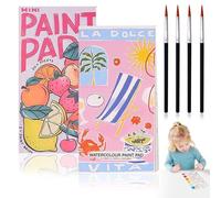 Lot de 2 mini tampons de peinture à l'aquarelle, 19 x 9 cm | Ensemble de livres de coloriage aquarelle avec 4 pinceaux mignons pour enfants et adultes