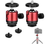 Lot de 2 Mini têtes de trépied à rotule avec Trou fileté 1/4 - Rotation à 360° - pour Appareil Photo, DSLR, lumière LED, Support de rotule Compatible avec Nikon, HTC Vive VR, Monopod, Slider, trépied
