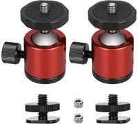 Lot de 2 mini têtes sphériques pour trépied avec adaptateur de montage Hot Shoe Mount 1/4"", tête sphérique en métal 1/4"" vers 3/8"", tête de balle rotative à 360 ° pour appareil photo, trépied