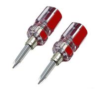 Lot de 2 mini tournevis à cliquet cruciforme à double usage, outil à main de précision court avec tête de marteau, poignée en alliage d'acier PVC pour réparation électronique à domicile, rouge, 65 mm