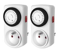 GAO Lot de 2 mini programmateurs mécaniques journaliers – 30 min – 48 programmes – Blanc