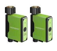 Lot de 2 minuteurs d’arrosage de Jardin intelligents Zigbee avec débitmètre à Turbine intégré, Jusqu’à 10 programmes configurables, Compatible avec Tuya Smart Life App et Home Assistant (ZHA&Z2M)