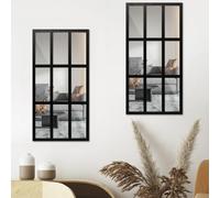 Lot de 2 miroirs de fenêtre arqués rétro intérieur/extérieur - Pour jardin, maison, jardin - Autocollants rectangulaires en acrylique - Miroirs d'entrée de ferme - 44 x 22 cm - Pour salon, salle à