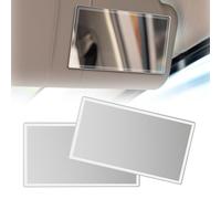 Lot de 2 miroirs de maquillage sûrs sans éclats pour pare-soleil de voiture, miroir en acier inoxydable, miroir cosmétique universel pour sièges de voiture (15 x 8 cm, argenté)