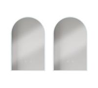 Lot de 2 miroirs de salle de bain en arche anti buée avec leds - L50 x H80 cm - ARCADI