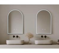 Lot de 2 miroirs de salle de bain en arche anti buée avec leds - L50 x H80 cm - ARCADI