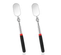 Lot de 2 miroirs d'inspection - Petit télescope universel - Petit miroir télescopique - Ovale - Avec poignée antidérapante prolongée - Pour réparation automobile, inspection de voiture