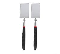 Lot de 2 miroirs d'inspection télescopiques rectangulaires avec poignée antidérapante en acier inoxydable, verre rotatif à 360°, pour mécaniciens, outillage et inspecteur, noir