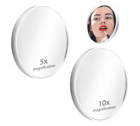 Lot de 2 miroirs grossissants avec ventouse, avec double ventouse, grossissement 5x 10x, pour salle de bain, coiffeuse, rasage et travaux de précision, blanc, pratique