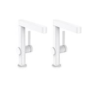 Lot de 2 mitigeurs lavabo Finoris 230 + bonde Push-Open Blanc mat