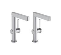 Lot de 2 mitigeurs lavabo Finoris 230 + bonde Push-Open Chromé