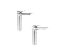 Lot de 2 mitigeurs lavabo réhaussé Conca sans tirette ni vidage chromé