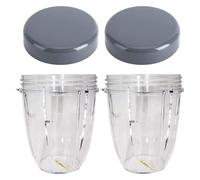 Lot De 2 Mixeurs 18 Oz Avec Couvercle En Plastique Transparent, Compatible Avec Nutribullet, Mixeur Haute Vitesse 600 W 900 W Pro 900, Extracteur De Jus Sans Fuite