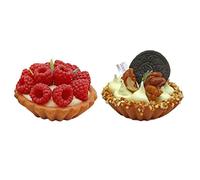 Lot de 2 Modèle de Tarte aux Fruits à l'européenne, Décorations de Gâteaux Artificiels Tartelettes avec Différents Fruits, Faux Gâteau pour Présentation Simulation Dessert pour Affichage Fenêtre