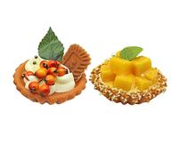 Lot de 2 Modèle de Tarte aux Fruits à l'européenne, Décorations de Gâteaux Artificiels Tartelettes avec Différents Fruits, Faux Gâteau pour Présentation Simulation Dessert pour Affichage Fenêtre