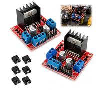 Lot de 2 modules contrôleurs de moteur L298N Dual pont H pour Arduino - Puce principale haute performance, alimentation intégrée, filtrage précis et diode de protection, compatible moteurs pas à pas e