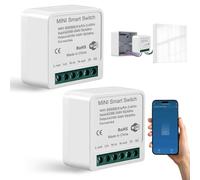 Lot de 2 modules d'interrupteur intelligents 1 voie compatibles avec Smart Life - Mini modules DIY - Interrupteur intelligent WiFi - Compatible avec Tuya, Alexa Echo, Google Home